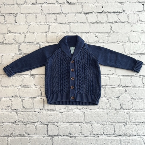 Baby Gap toddler navy cable knit cardigan with buttons 18-24m - Picture 2 of 8